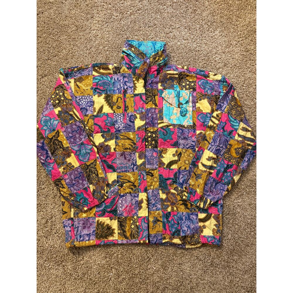 Vintage 80s/90s Chiq REVERSIBLE Artistic Quiled Patchwork Design Mens Size L/XL